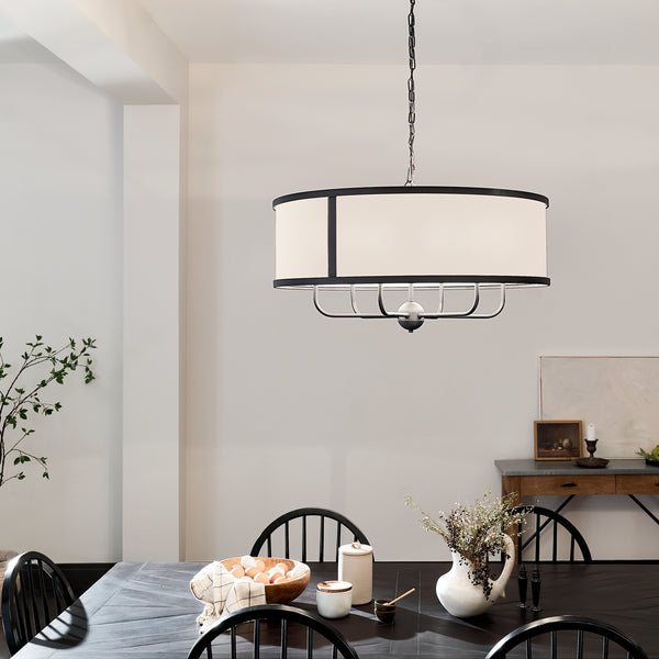 Six Light Chandelier from the Heddle Collection in Textured Black Finish by Kichler