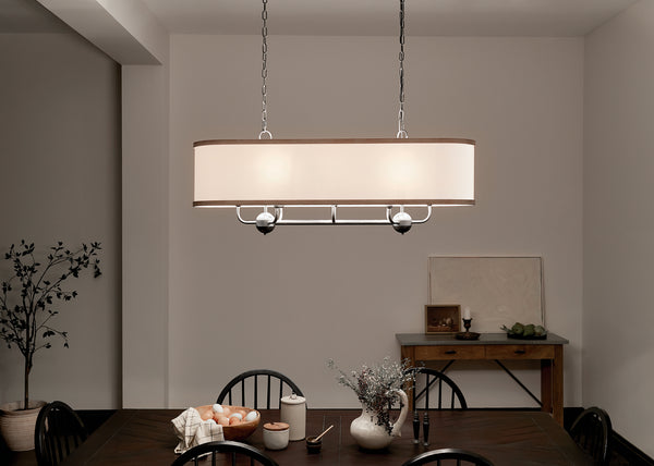Eight Light Linear Chandelier from the Heddle Collection in Anvil Iron Finish by Kichler