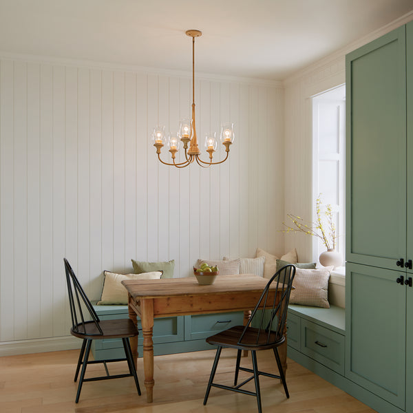 Five Light Chandelier from the Melis Collection in Warm Maple Wood Finish by Kichler