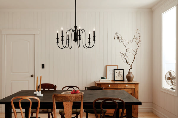 Six Light Chandelier from the Karthe Collection in Black Finish by Kichler