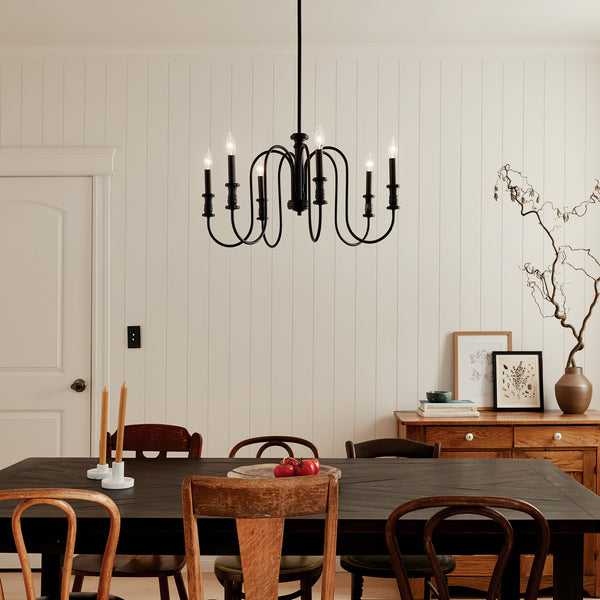 Six Light Chandelier from the Karthe Collection in Black Finish by Kichler