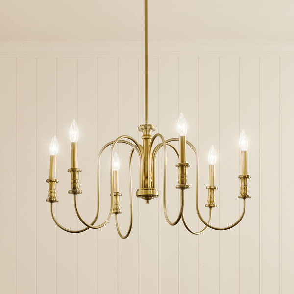 Six Light Chandelier from the Karthe Collection in Natural Brass Finish by Kichler