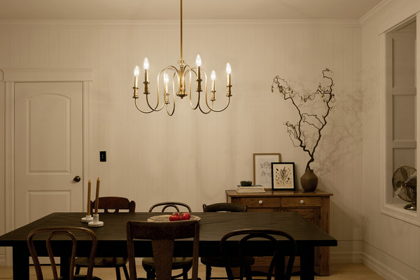 Six Light Chandelier from the Karthe Collection in Natural Brass Finish by Kichler