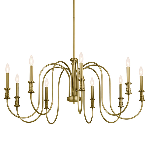 Nine Light Chandelier from the Karthe Collection in Natural Brass Finish by Kichler