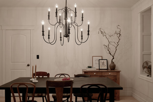 12 Light Chandelier from the Karthe Collection in Black Finish by Kichler
