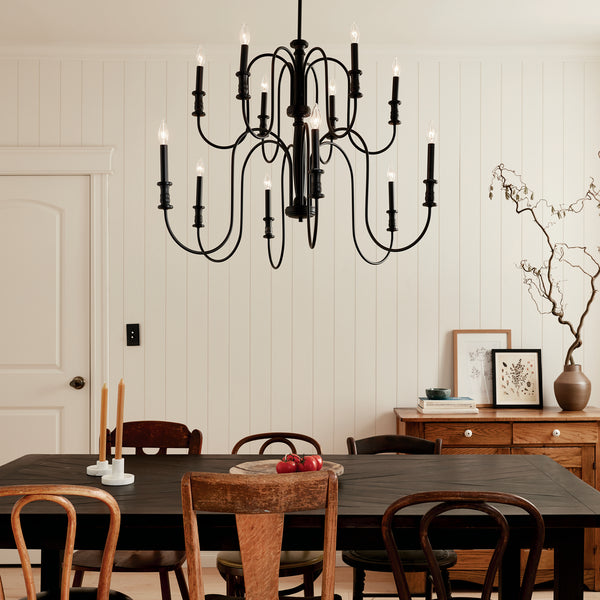 12 Light Chandelier from the Karthe Collection in Black Finish by Kichler