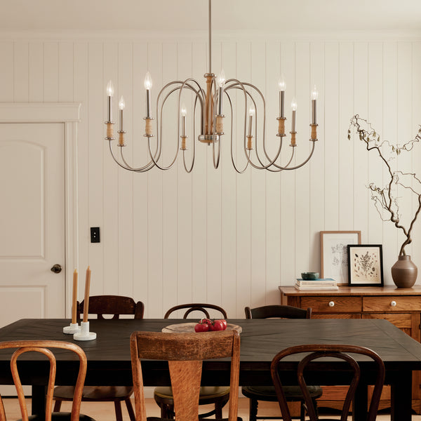 Nine Light Chandelier from the Karthe Collection in Brushed Nickel Finish by Kichler