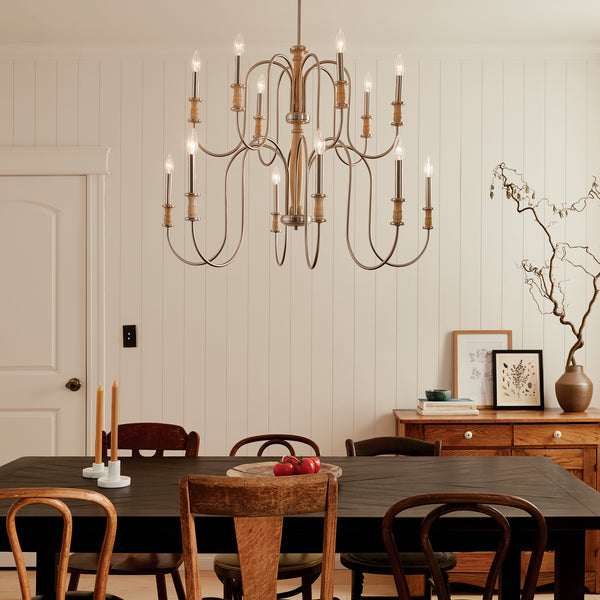 12 Light Chandelier from the Karthe Collection in Brushed Nickel Finish by Kichler