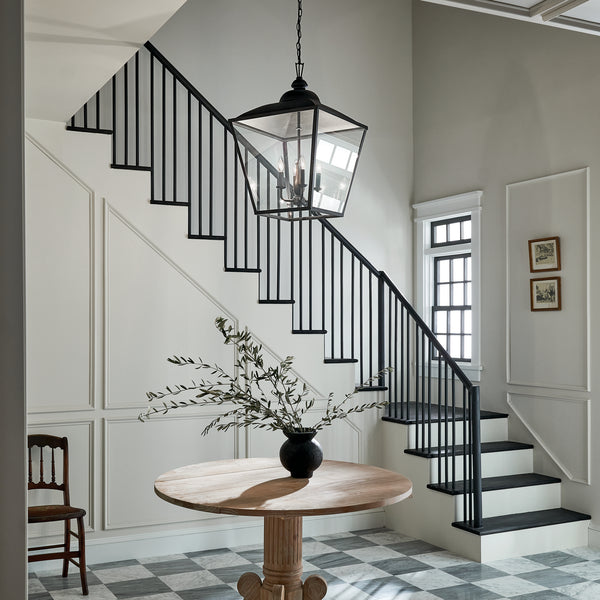 Four Light Foyer Pendant from the Dame Collection in Textured Black Finish by Kichler