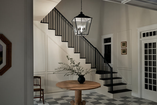 Four Light Foyer Pendant from the Dame Collection in Anvil Iron Finish by Kichler