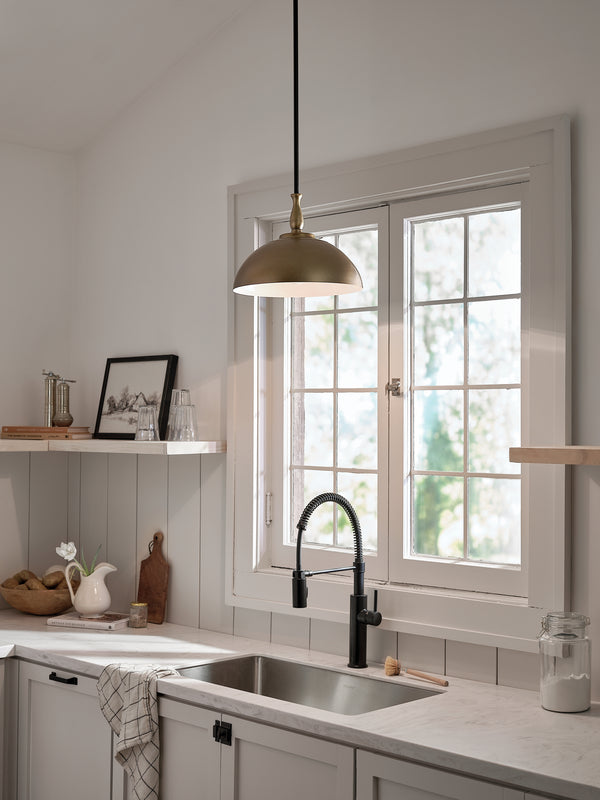 One Light Pendant from the Fira Collection in Natural Brass Finish by Kichler