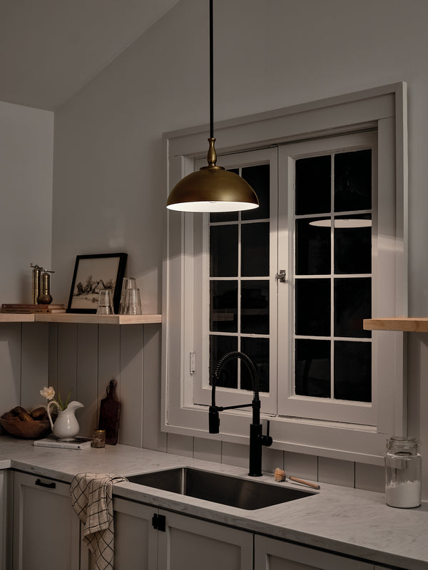 One Light Pendant from the Fira Collection in Natural Brass Finish by Kichler