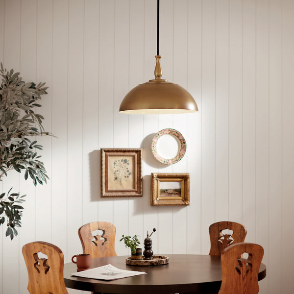 One Light Pendant from the Fira Collection in Natural Brass Finish by Kichler