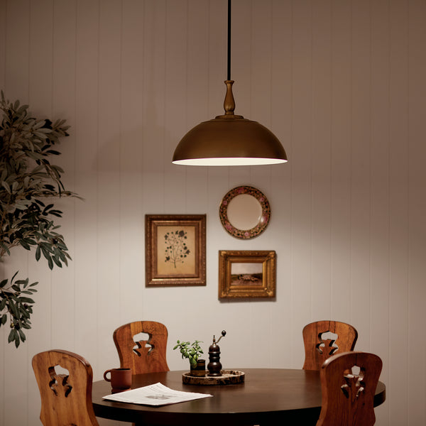 One Light Pendant from the Fira Collection in Natural Brass Finish by Kichler