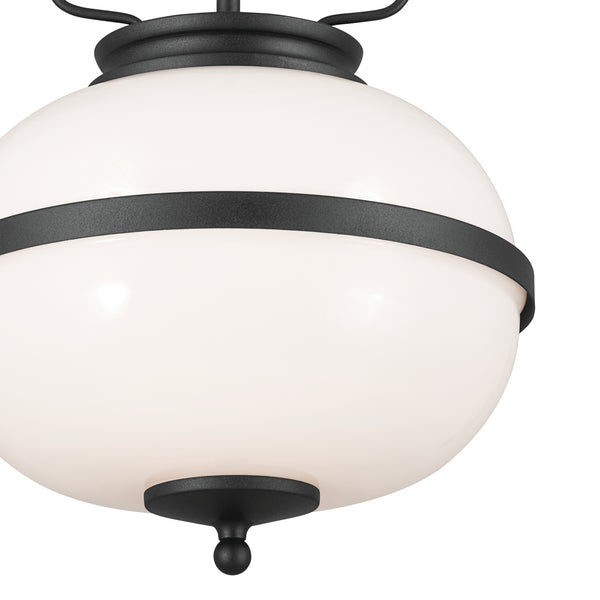Two Light Pendant from the Opal Collection in Textured Black Finish by Kichler