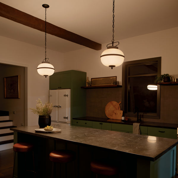 Two Light Pendant from the Opal Collection in Textured Black Finish by Kichler