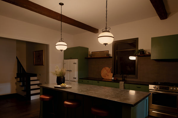Two Light Pendant from the Opal Collection in Textured Black Finish by Kichler