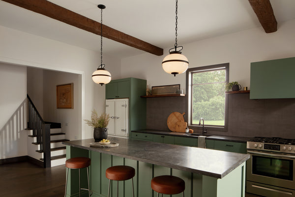 Two Light Pendant from the Opal Collection in Textured Black Finish by Kichler