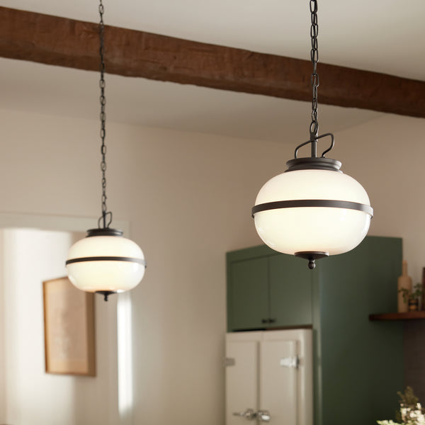 Two Light Pendant from the Opal Collection in Textured Black Finish by Kichler