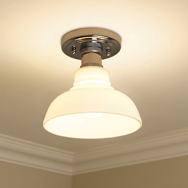 One Light Flush Mount from the Carver CH Collection in Chrome Finish by Golden