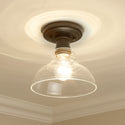 One Light Flush Mount from the Carver RBZ Collection in Rubbed Bronze Finish by Golden