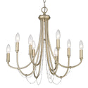 Eight Light Chandelier from the Kamila Collection in White Gold Finish by Golden