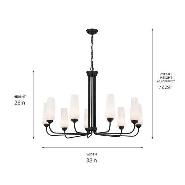 Nine Light Chandelier from the Truby Collection in Black Finish by Kichler