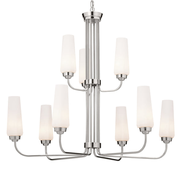 Nine Light Chandelier from the Truby Collection in Polished Nickel Finish by Kichler