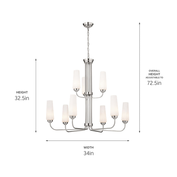 Nine Light Chandelier from the Truby Collection in Polished Nickel Finish by Kichler