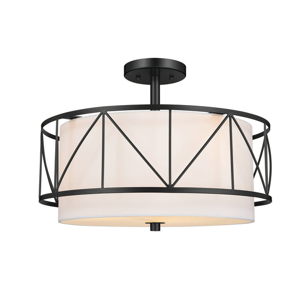 Three Light Pendant/Semi Flush from the Birkleigh Collection in Black Finish by Kichler