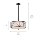 Three Light Pendant/Semi Flush from the Birkleigh Collection in Black Finish by Kichler