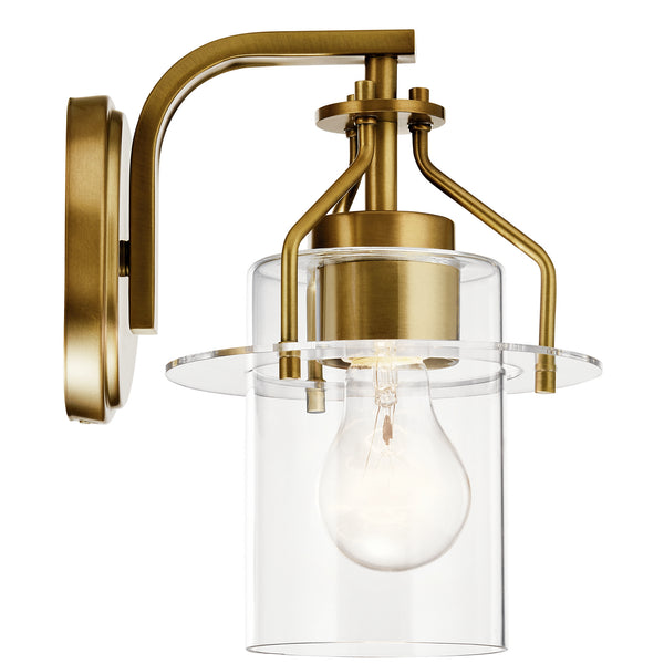 One Light Wall Sconce from the Everett Collection in Brushed Brass Finish by Kichler