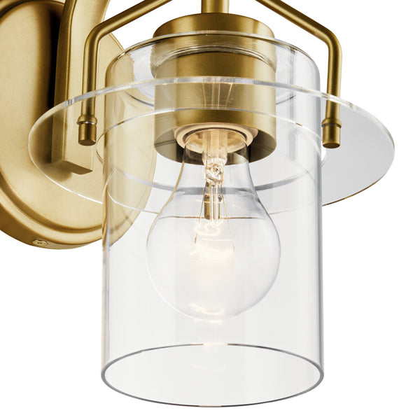 One Light Wall Sconce from the Everett Collection in Brushed Brass Finish by Kichler