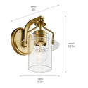 One Light Wall Sconce from the Everett Collection in Brushed Brass Finish by Kichler