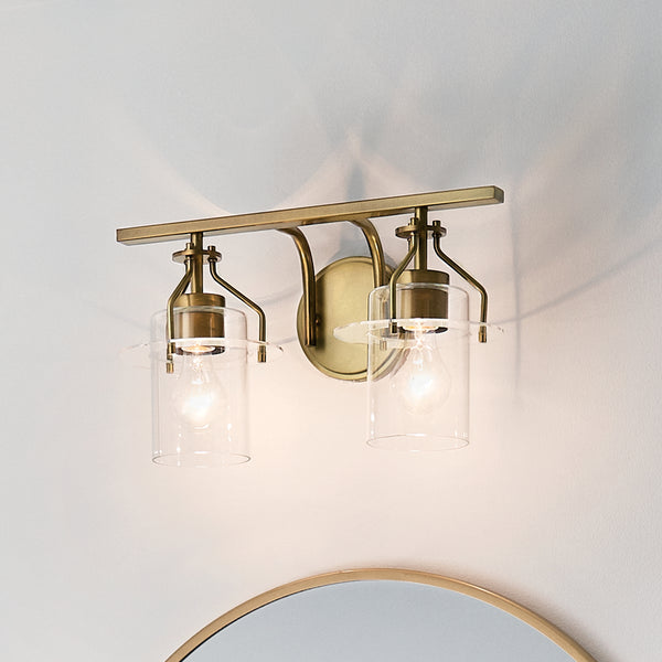Two Light Bath from the Everett Collection in Brushed Brass Finish by Kichler