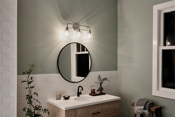 Three Light Bath from the Meller Collection in Nickel Textured Finish by Kichler