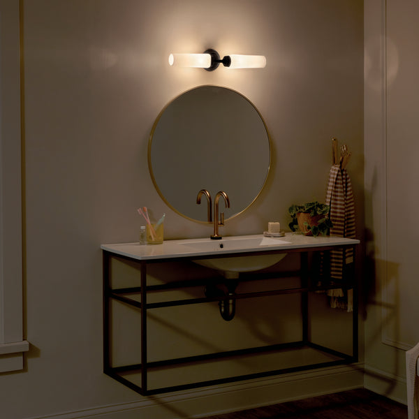 Two Light Wall Sconce from the Truby Collection in Black Finish by Kichler