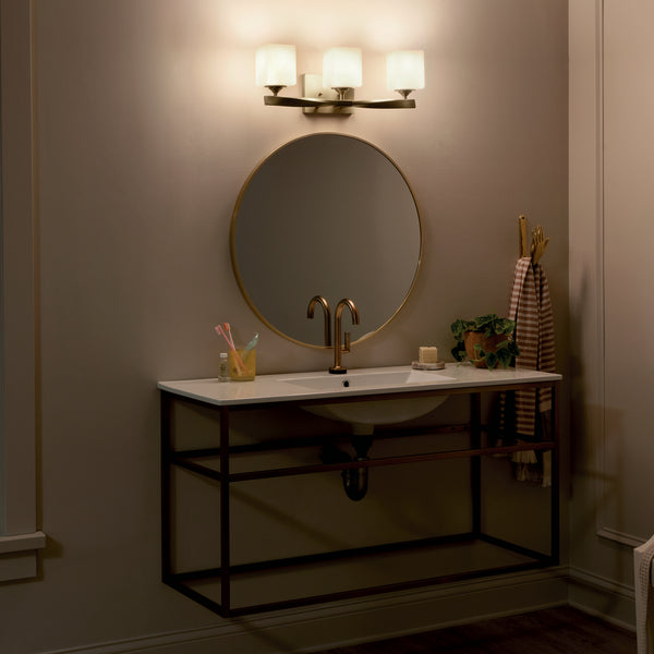 Three Light Bath from the Marette Collection in Champagne Bronze Finish by Kichler