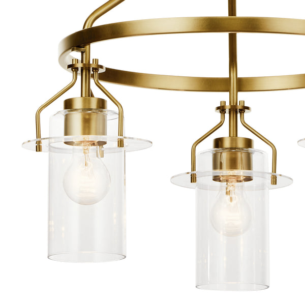 Three Light Chandelier from the Everett Collection in Brushed Brass Finish by Kichler