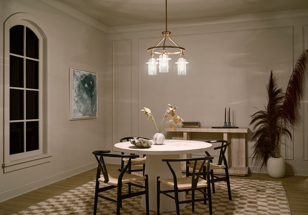 Three Light Chandelier from the Everett Collection in Brushed Brass Finish by Kichler