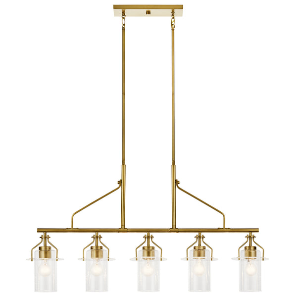 Five Light Linear Chandelier from the Everett Collection in Brushed Brass Finish by Kichler