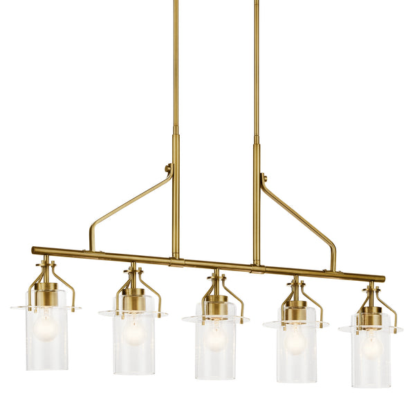 Five Light Linear Chandelier from the Everett Collection in Brushed Brass Finish by Kichler