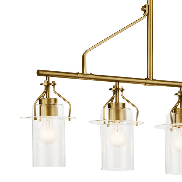 Five Light Linear Chandelier from the Everett Collection in Brushed Brass Finish by Kichler