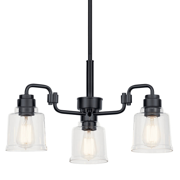 Three Light Chandelier from the Aivian Collection in Black Finish by Kichler