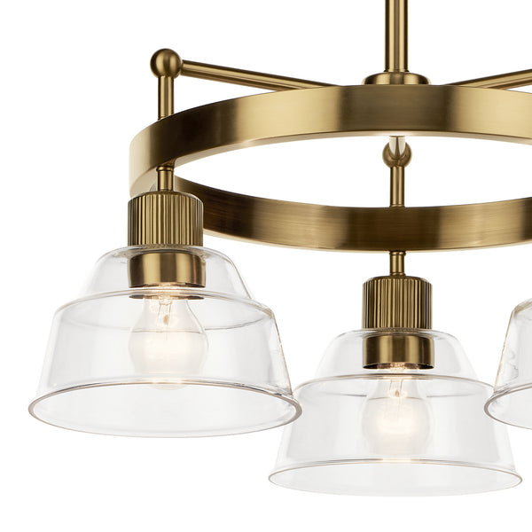 Three Light Chandelier from the Eastmont Collection in Brushed Brass Finish by Kichler