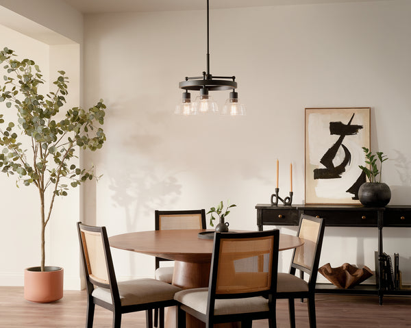 Three Light Chandelier from the Eastmont Collection in Black Finish by Kichler