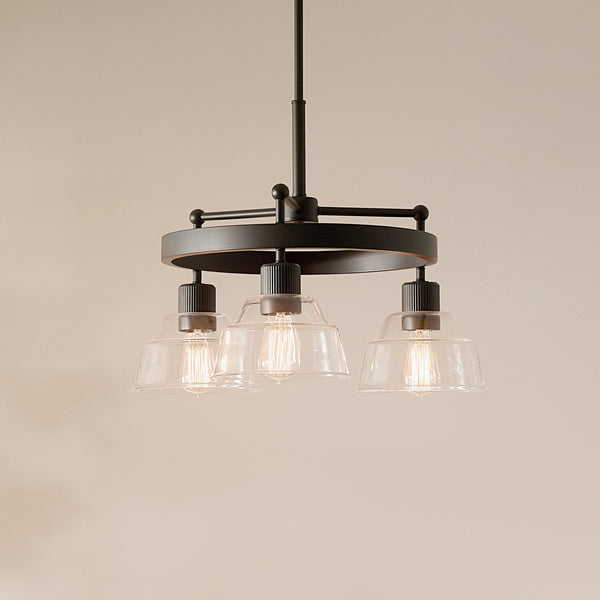 Three Light Chandelier from the Eastmont Collection in Black Finish by Kichler