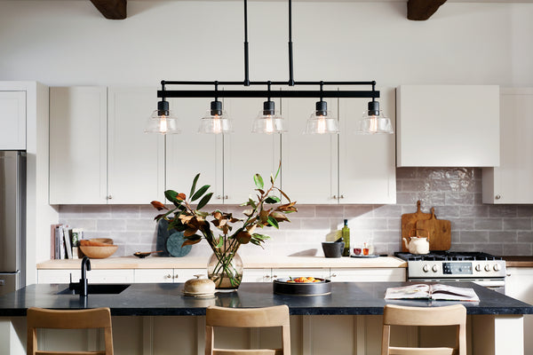 Five Light Linear Chandelier from the Eastmont Collection in Black Finish by Kichler