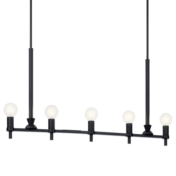 Five Light Linear Chandelier from the Torvee Collection in Black Finish by Kichler