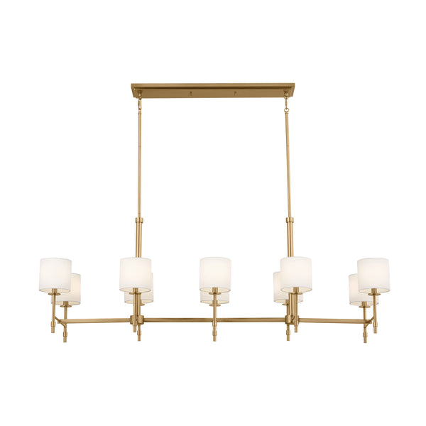 Ten Light Linear Chandelier from the Ali Collection in Brushed Natural Brass Finish by Kichler